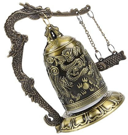 SEWOART Vintage Drachenglocke Fisch Strike Aus Bronze Kleines Geschnitztes Glockenornament Als Desktop Schmuck Feng Shui Dekoration Für Büro Und Zuhause