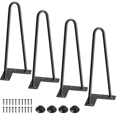ONNIJUN 30cm Table Legs, Metal Hairpin Corffee Table Legs, Black Furniture Legs Industrial Repalcement for Sofa Chair Set of 4