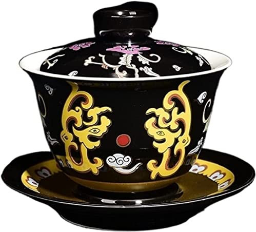 SUNMME Tasses à thé Bols Service à thé Bol Couvert Tasse Céramique Chinoise Soupière Traditionnelle Multicolore Service à thé Couleur Unie Portable Voyage Belle (Capacité : 12x9.5cm 170ml 6)