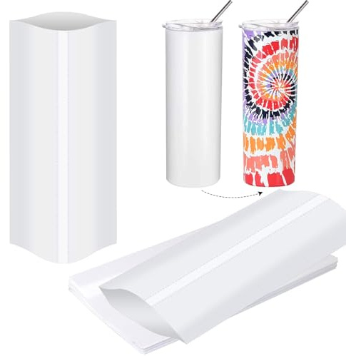 100 Pcs Sublimation Shrink Wrap Sleeves 8.9x5.5 - Fits 20oz Tumblers - Heat Transfer Film for Sublimation Printing, Tumblers, Mugs, Cups, Shrink Wrap Bands for Sublimation