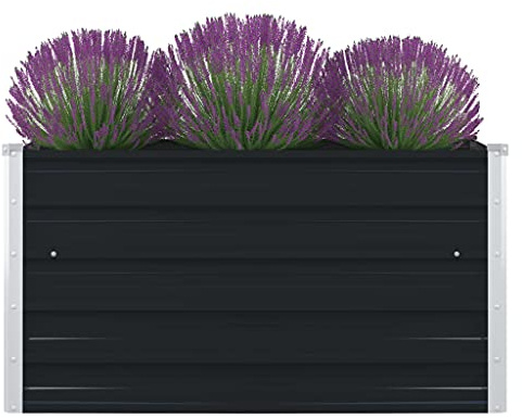 HaoChrymec Hochbeet with Verzinktem Stahl, Robust Design, Hochbeete für Garten, Balkon Pflanzkasten Balkon, Hoch Beet Garten, Anthrazit, 100x100x45 cm