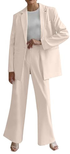 HEONSATI Completo Donna Elegante Autunnale Tailleur Due Pezzi Casual Eleganti Tuta da Cerimonia Manica Lunga con Bottoni Abito da Cocktail Giacca E Pantalone Completo Ufficio Business per Sera Party