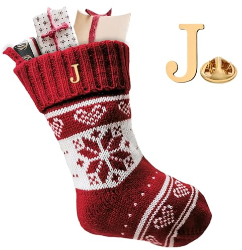 Ourdort Weihnachtsstrumpf mit Buchstaben,Weihnachtsstrümpfe Gestrickte Personalisiert,Nikolausstrumpf zum Befüllen & Aufhängen,Weihnachtsstrümpfe Kamin,Weihnachtsbaum Weihnachtsdeko
