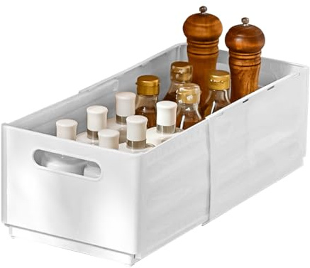PAIDE P Organizador de Cajones Extensible para Cocina y Nevera. Cajones Organizadores Plastico Transparente. Bandeja Ahorra Espacio Adaptable Multifunción Incluye 3 Cajas. (Box Small)
