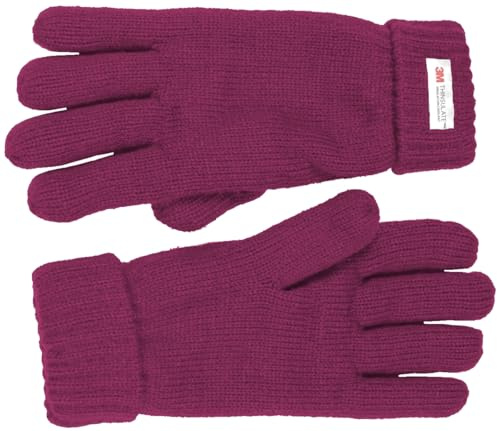 SSP Hats Ladies Knitted Gloves with Authentic Thinsulate™ Lining - Raspberry, One Size