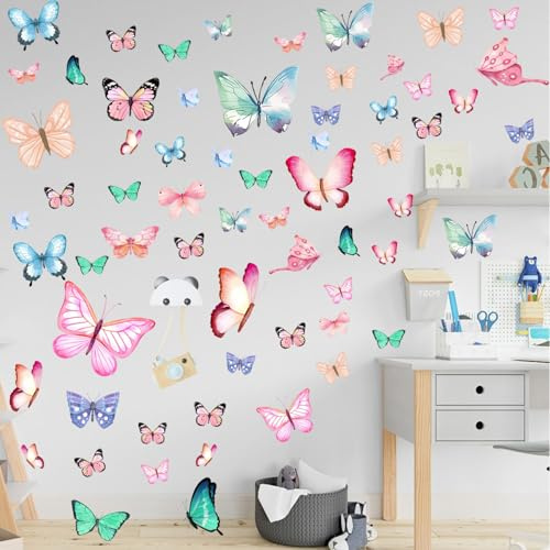 Wonvify Wandtattoo Leuchtend Schmetterlinge, 3D Schmetterling Leuchtsticker Deko für Wohnzimmer Schlafzimmer Kinderzimmer Wanddeko, für Babyzimmer, Mädchen- oder Jungenzimmer-Dekoration