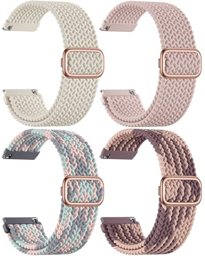 Epova Flätade 18 mm klockarmband kompatibla med Venu 3S-rem – Venu 2S-rem för kvinnor män, mjuka nylon snabbfrigörande klockarmband för Vivoactive 4S Vivomove 3S Forerunner 265S 255S