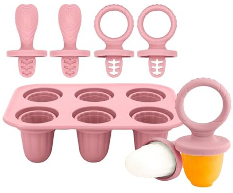 6 moldes de silicona para paletas de hielo para bebés, bandeja de silicona con bordes masticables, segura para dientes de bebé y lavavajillas, bandeja de silicona para alivio de la dentición del bebé