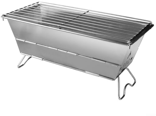 Valixirant Grille de feu de camp pliable, réchaud à charbon de bois en acier inoxydable, grille de cuisson portable, installation rapide, pour camping, plage, fêtes dans le jardin
