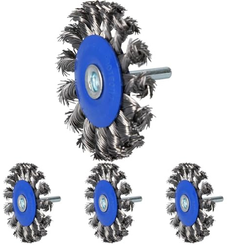 BRILLIANT TOOLS BT103109 Brosse circulaire, fil tressé, Ø 75 mm avec embout de 6,0 mm [Powered by KS TOOLS] (Lot de 4)