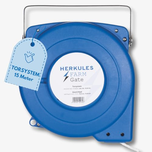 Herkules Weide Zaun Torsystem - Inkl. Premium Torgriff und ausziehbarem 15m langem Seil (6mm) - Hochwertiges Weidetor - Robuster Elektrozaungriff mit Weideseil - Weidezaun Tor ausziehbar