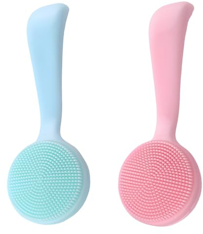 YHOMU 2-teiliges Gesichtsbürsten-Set zur Reinigung, weicher Silikon-Gesichtsschrubber und blau, manuelles Peeling, tragbares Design