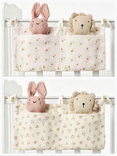 2 stycken hängande babysängsorganisatör, 2-i-1 babybarnrumsorganisatör, hängande sängtillbehör för barnrum, sängväska, leksaksväska, förvaringsväskor för sängar, kläder och leksaker