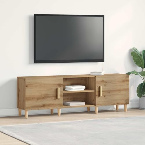 Boltkex TV-skåp, lowboard, 150 x 30 x 50 cm, artisan-ek av trämaterial, med 2 dörrar och 2 hyllor, mediemöbler för vardagsrum, hemmabio, mottagare, spelkonsol, förvaringsutrymme, ordning