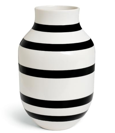 Kähler Vase H31 cm Omaggio Originaldesign med handmålade ränder, svart