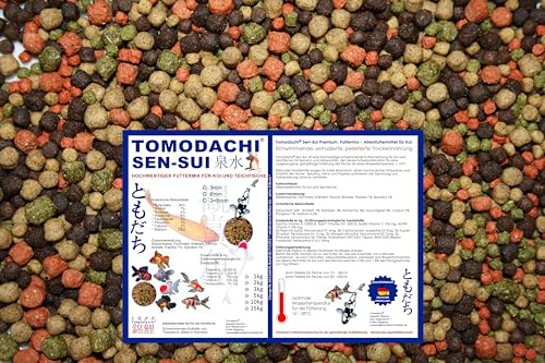 Koifuttermischung, Koifutter, Schwimmfutter, Premium Koimix, 4farbig Rot-Grün-Weiß-Braun, Teichfuttermix - Spirulina, Astax, Paprika, Krillmehl, Tomodachi Koifuttermix für Koi und Teichfische 15kg 5mm