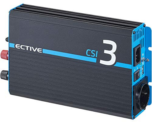 ECTIVE - Wechselrichter 12V auf 230V CSI 3-300W Reine Sinuswelle - Offgrid-Spannungswandler DC/AC Strom mit USB, Überlast- & Überhitzungsschutz, NSV & USV Funktion und Batterieladefunktion bis 10A