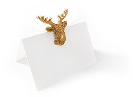 Logbuch-Verlag 10 edle Tischkarten mit Hirsch - Hirschgeweih zum Kleben gold Namensschilder Geburtstag Weihnachten Silvester