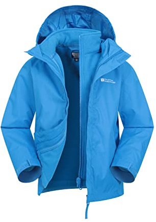 Mountain Warehouse Fell Imperméable Enfant 3 En 1 - Veste Chaude Garçon, Polaire Intérieure Détachable Et Capuche Pliable, Veste Légère De Mi-Saison Pour Fille Bleu Cobalt 11-12 ANS