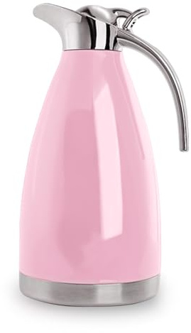 BonNoces Jarra térmica de acero inoxidable de 68 onzas, doble pared aislada al vacío, con tapa, para café/té, retención de calor y frío, 2 litros, rosa