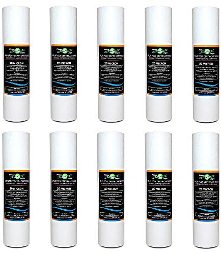 10 x SP10M20 – FilterLogic 10” Slimline Spun Poly Sediment Water Filter 20 Micron fits all standard housings - whole house filters, reverse osmosis systems and aquarium filters, Removes:Sediment, rust