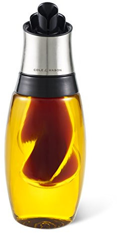 Cole & Mason H103069 Bristol Aceitera y Vinagrera, 420ml/50ml, Dispensador de Botella/Decantador, Vidrio/Acero Inoxidable, 1 x Botella Combinada., Suministrado Vacío