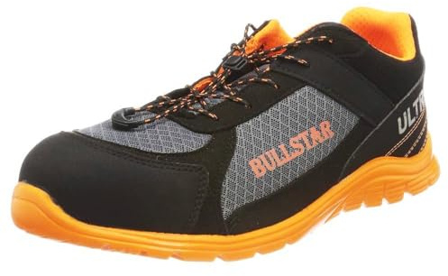 Bullstar Säkerhetssko för män, Ultra S1p arbetsskor, Svart orange 119, 46 EU