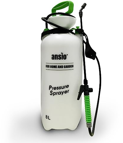 ANSIO® Trädgårdsspruta 8 liter tryckspruta pumpåtgärd, ogräsdödare, vattenpumpsspruta, perfekt med bekämpningsmedel, insektsmedel, fungicider