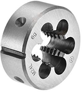 sourcing map M24 metrische runde Schneideisen für Linksgewinde, legierter Werkzeugstahl, Schraubgewinde, Schneideisen