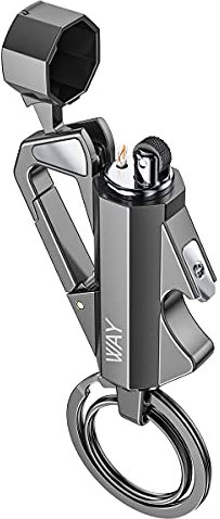 VVAY Outdoor Camping Survival Petrol Kerosene Flame Lighter with Chain Keyring Bottle Opener (Sold without Fluid)