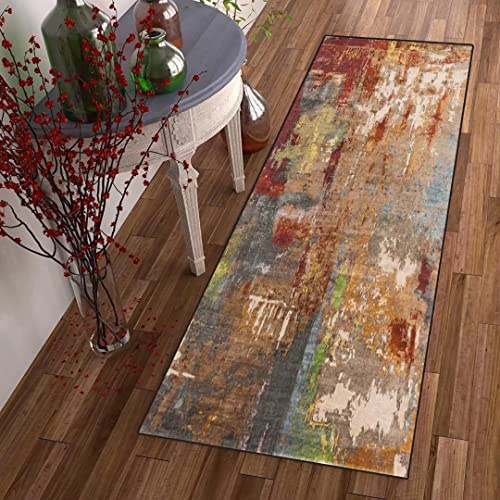 DTUQYX Läufer Lang Flur rutschfest Teppich Küche 100 x 450CM, Polyester Waschbar und Dauerhaft, Schlafzimmer Muster Carpet, für Wohnzimmer Büro Esszimmer, Anpassbar Teppichläufer Meterware
