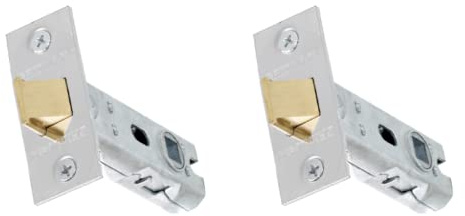 UAP 65mm Tubular Door Latch with Square Corners - 2-Pack Stainless Steel Internal Door Lock Set with Strike Plate & Fittings for Home, Office & Commercial Use (2 Pack, 65mm, Polished Stainless)