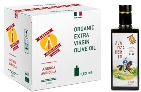 Alberta Iannicelli Olio Extra Vergine di Oliva Biologico – Estratto a Freddo - Filtrato Fruttato Medio - Sensazione di Piccante – Senza Pesticidi - 100% Made in Italy di Ceraso (500 ml x 6)