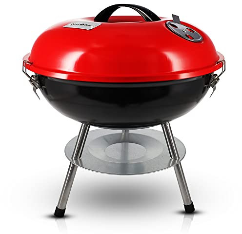 Gas One – 14-inch Portable Barbecue Grill with 3-Point Locking Lid for Heat Preservation – Dual Venting System – Small Charcoal Grill for Backyard, Camping, Boat