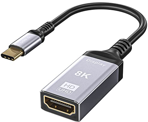 AOOCOO USB C auf HDMI Adapter 4K 120Hz, 8K 60Hz USB Type C auf HDMI 2.1 Adapter Stecker auf Buchse Kabel 0,25m Konverter Support 48Gbps Transfer Rate für Mac Studio, MacBook Pro/Air
