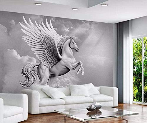 Papier Peint Auto-Adhésif Cheval Animal Licorne - Papier Peint Mural Carré Papier Peint Photo Feature Papier Peint 3D Wall-Art Papier Peint Peintures Murales Chambre Salon Affiches Murales, 250 x 175