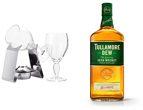 Spring Irish Coffee Set | inkl. 2 Irish Coffee Gläsern | Rechaud aus Edelstahl mit Brenner | Cocktail Zubehör | Eiskaffee Gläser groß & Tullamore DEW Original Blended Irish Whiskey, 70cl