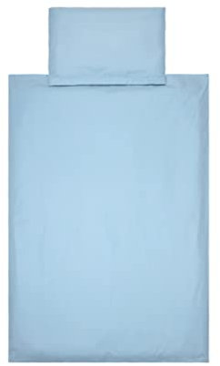 YENGAS Kinder-Bettwäsche-Set mit Reißverschluss 100x135 cm, einfarbig, 100% Baumwolle Renforcé (Oeko-TEX), 2 Teilig, kuschelig weicher Baby Bettbezug und Kissenbezug 40x60cm, Kind/Baby (Blau)