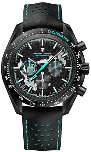 Pagani Design Armbanduhr 1779 Herren Chronograph Quarz Uhren Mond mattiertes Zifferblatt VK63 Uhrwerk Lederband 100M Wasserdicht Mode Sport Uhr