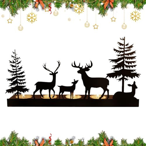Kerzenhalter Adventskranz Schwarz für 4cm Teelicht, Kerzenständer Metall Modern, Adventskerzenhalter Ohne Dorn für DIY Kerzenhalter Adventskranz Deko Weihnachten Kerzenteller Tisch Deko (#3)
