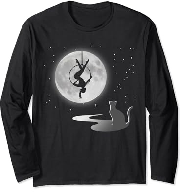 Fly Aerial Yoga Hoop Lyra, Stars Moon Cat Lover, Neuheit Langarmshirt
