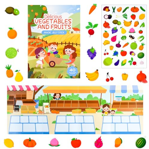 ASTARON Libro de pegatinas de granja para niños pequeños, pegatinas de granja impermeables reutilizables, actividades de avión, juguetes de viaje para niños