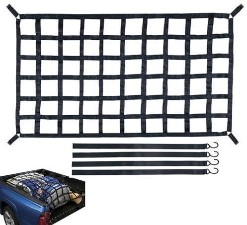 Fukamou LKW-Ladeflächennetz - 4 x 4 Frachtnetz Für Pickup-Ladefläche,Strapazierfähiges Kleines -Netz, Dehnt -Sich Auf 30,5 X 45,7 cm Aus, Kompatibel Mit Pickup-Bett, Anhänger, Kofferraum, SUVs
