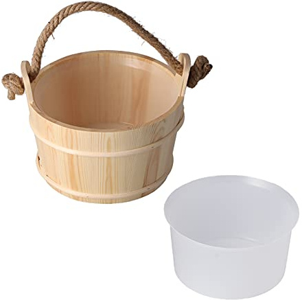 Qukaim Secchio per sauna in legno, 6 l, per bagno turco SPA, ad alta capacità, accessorio per doccia e piscina