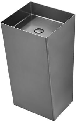Säulenwaschbecken Säulenwaschbecken aus Edelstahl, einteiliges Standwaschbecken, quadratisches Waschbecken, modernes Standwaschbecken mit Ablaufgarnitur, Badezimmer-Sockelwaschbecken-Kombination Stand
