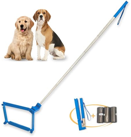 Generisch Teleskop-Hundekotschaufel mit langem Griff, Edelstahl-Konstruktion, ausziehbar, Hundekotfänger mit Beutel, leicht, tragbar