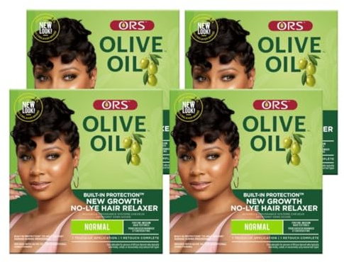 ORS Olive Oil Built In Protection New Growth No-Lye Hair Relaxer Normal Strength (Pack of 4)