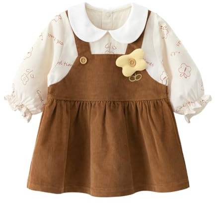 gurcooc Bambino Ragazza Vestito Manica Lunga a Volant Floreale Abito in Cotone Vestiti Neonato Femmina per 6-30 Mesi