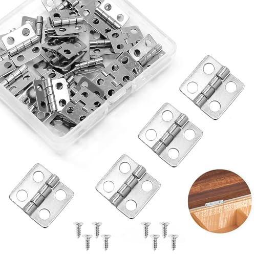 LifCratms Mini Hinges, 13 x 12 mm, Silvery White, 30 Pcs