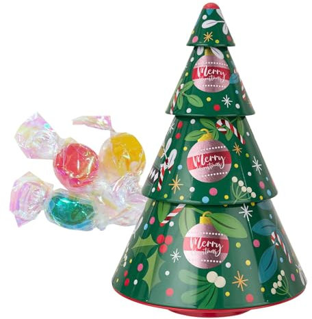 Scatole per biscotti festivi – Piccoli contenitori per alimenti per albero di Natale, scatole per dolcetti natalizi | Scatole decorative per biscotti con coperchio, scatole di latta decorative